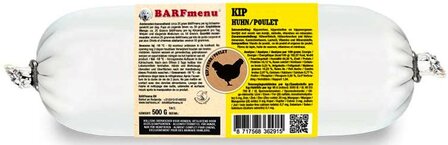 BARFmenu Worst Hond Kip, 500 gram