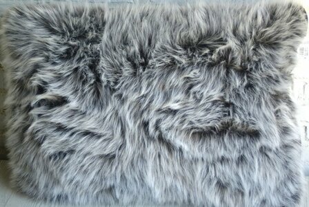 Kussen Wolf Grijs met Imitatie Leer Zwart ca. 91x60x10 cm