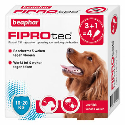 Beaphar FiproTec hond 10-20kg 3+1 pipet