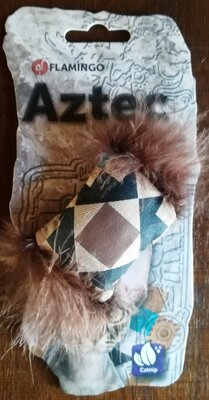 Kattenspeeltje Aztec Zakje met Pluche, 10 cm