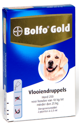 Bolfo Gold 250 Hond 10-25 kg 2 Pipetten