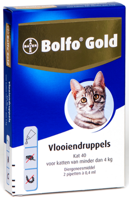 Bolfo Gold 40 Kat tot 4 kg, 2 Pipetten