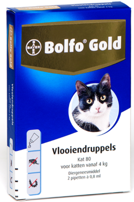 Bolfo Gold 80 Kat vanaf 4 kg, 2 Pipetten