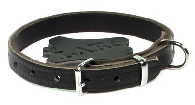 Halsband Softleer Donkerbruin/Zwart 35 cm,12 mm
